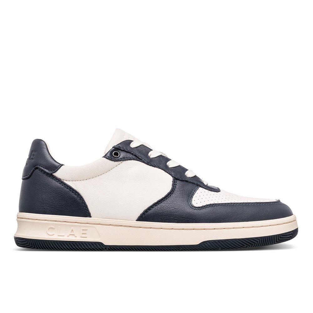 CLAE MALONE Shoes Womens USA085-J74 In Navy Leather Off White